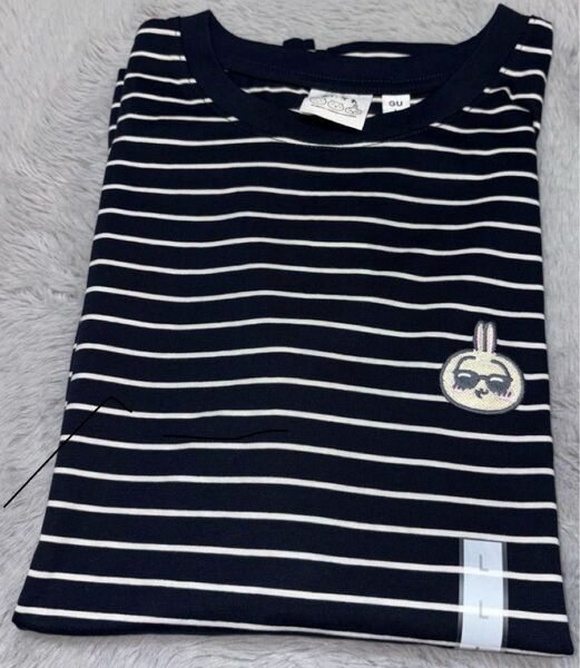 ちいかわ GU Tシャツ 〈Lサイズ〉うさぎ ボーダー 新品タグ付き 匿名配送