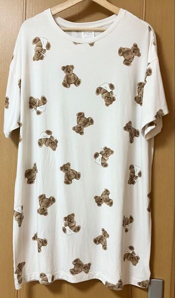 【美品】GELATO PIQUE クマ柄ルームウェア ワンサイズ Tシャツ 半袖Tシャツ ホワイト 半袖 白