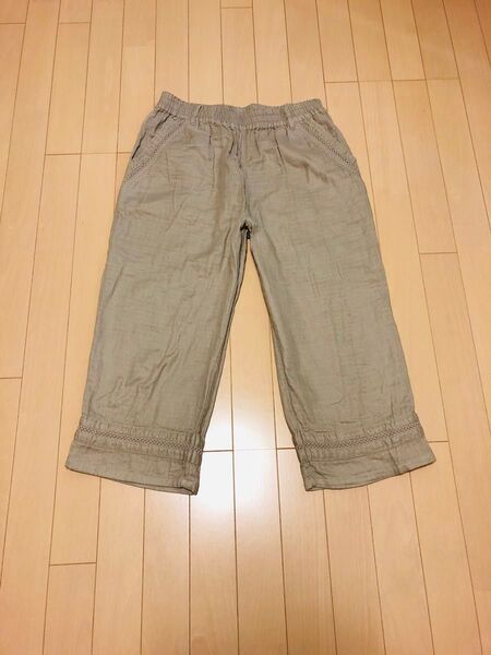 七分丈パンツ レース ウエストゴムパンツ ポケットあり