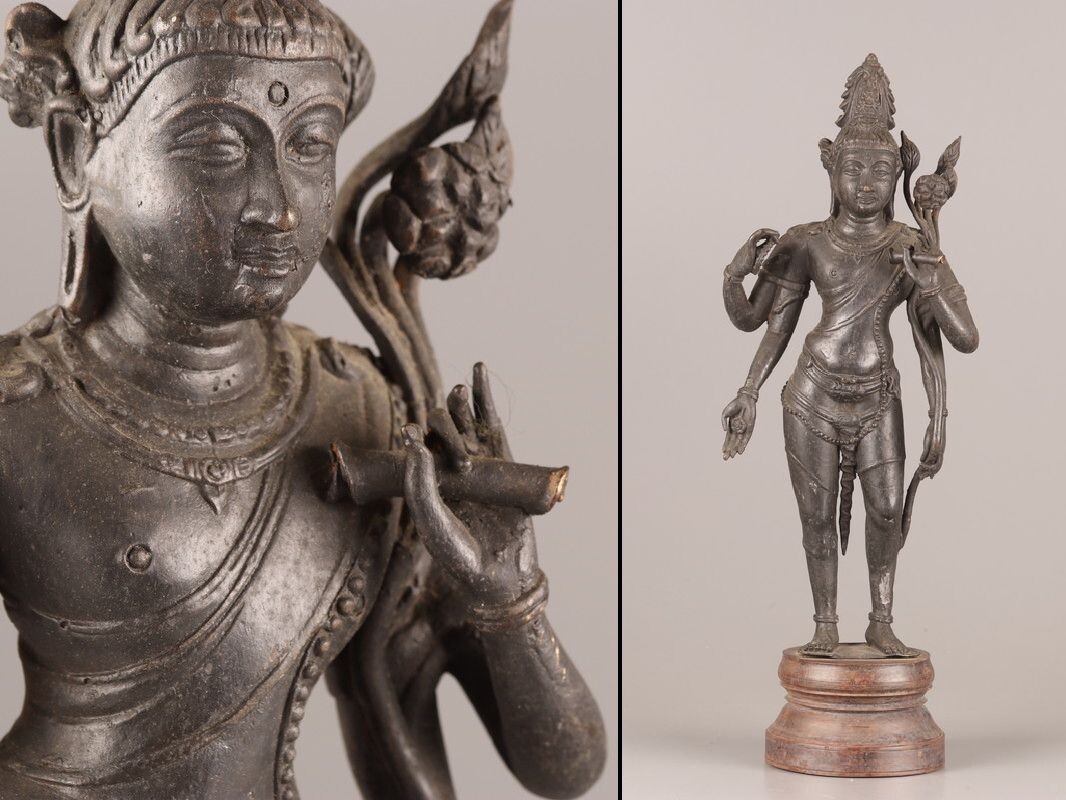 旧蔵 明代 銅製 黄財神 チベット仏教 仏像 仏教古美術 供養品