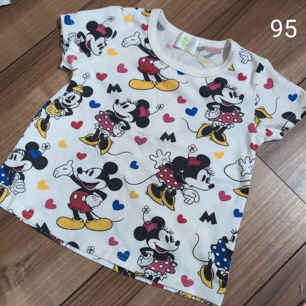 姉妹お揃い 子供服 半袖 Tシャツ ディズニー ミッキー ミニー 95 半袖Tシャツ 総柄