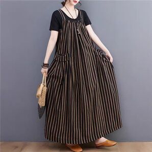 ワンピース ロングワンピース ジャンパースカート サロペット マキシ丈 ゆったり 楽ちん