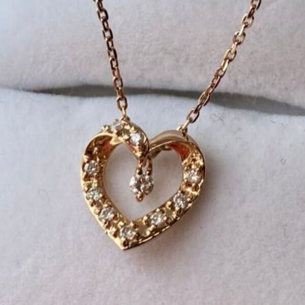 ヴァンドーム青山 K18PG ピンクゴールド ダイヤモンド ダイヤ 0.12ct ハート モチーフ ネックレス
