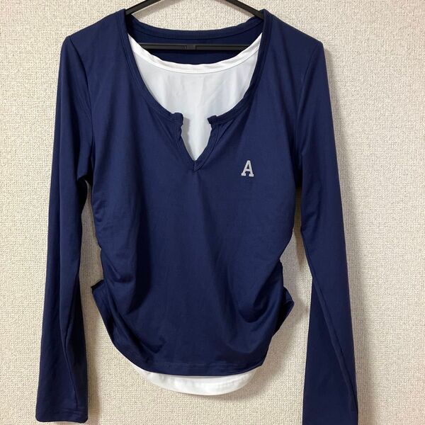 SHEIN EZwear レター プリント ロングスリーブ カジュアルTシャツ 2in1