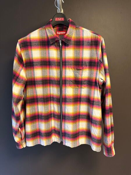Supreme Shadow Plaid Flannel Zip Up Shirt "White" Lサイズ