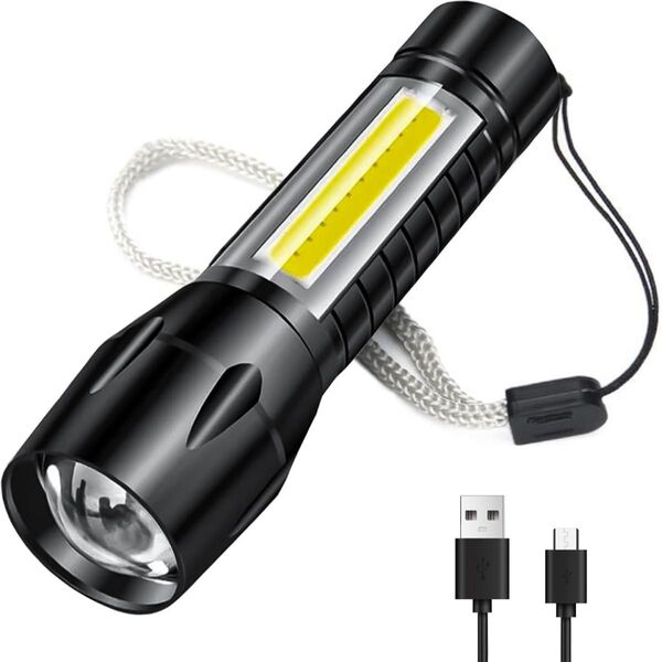 懐中電灯 LEDライト高輝度 COB作業灯 ハンディライト 3モード調光 小型 USB充電式