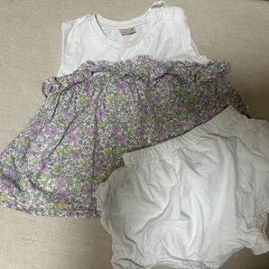 petit main 80 カットソー、hakka90ショートパンツセット