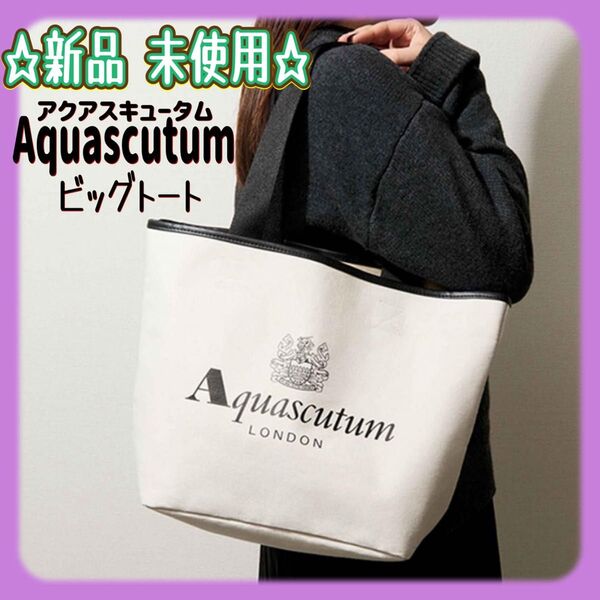 オトナミューズ 付録 Aquascutum 老舗英国ブランドの お洒落でシックなビッグトート 新品未使用 雑誌付録 たっぷりサイズ