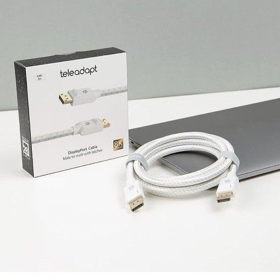 Teleadapt Displayport 1.4 ケーブル 8K (DP to DP)ディスプレイポート 2M 白