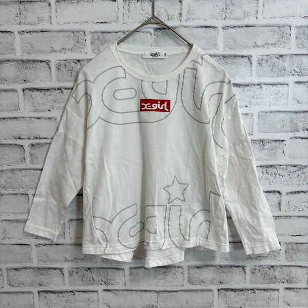 ☆X-girl オーバーサイズ ボックスロゴ 長袖 Tシャツ ロンT 120