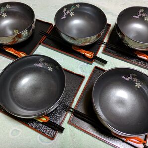 蝶柄和食器・多様碗・盆箸セット 5セット