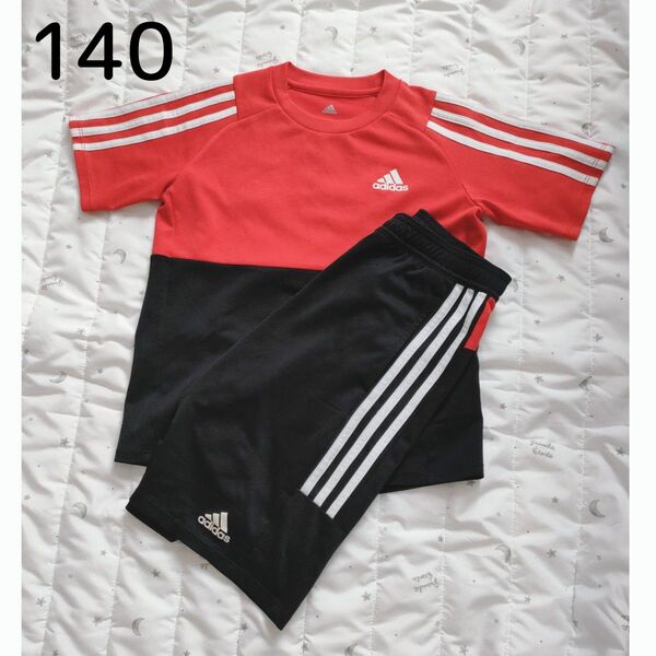 adidasアディダスキッズジュニア上下セットアップ半袖ハーフパンツ140
