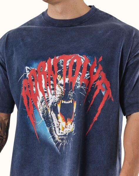 lyft リフト PANTHER GRAPHIC VINTAGE BIG T-SHIRT - NAVY Lサイズ