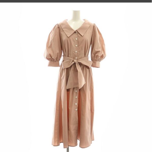 WILLSELECTION シャツワンピース七分袖リボンベルトM スモークピンク ウィルセレクション
