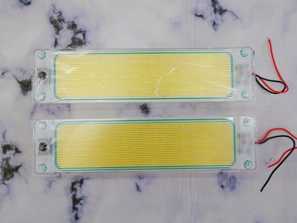 薄型 COB LED ルームライトバー 2個セット 12V 24V 対応 約25cm ホワイト ON/OFFスイッチ付き