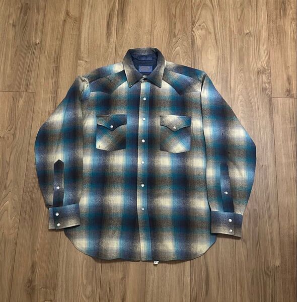PENDLETON ペンドルトン ウールシャツ 70s ペンドルトン ウエスタンシャツ オンブレ チェックシャツ アメカジ L