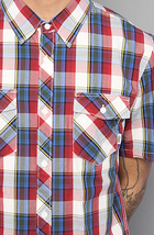 新品 Vans Farer s/s Buttondown Shirt/red バンズ メンズ 半袖 チェック ボタンシャツ ブルー レッド_画像2