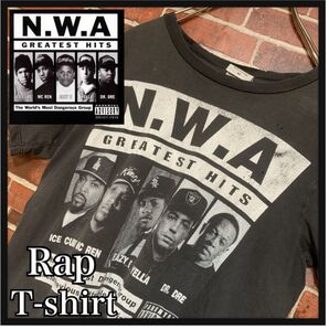 【入手困難】N.W.A★ICE CUBE★アイスキューブ★クラッシュ加工★プリント★フェード★炭黒★RAP★ラップtシャツ★古着