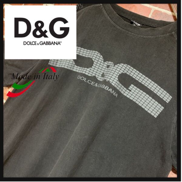【ITALY製】DOLCE&GABBANA★ドルチェ&ガッバーナ★D&Gロゴ★ドルガバ★炭黒★半袖★tシャツ★L