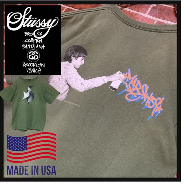 【USA製】90's★オールドステューシー★old stussy★CUSTOMADE★両面プリント★ヴィンテージ★tシャツ★古着