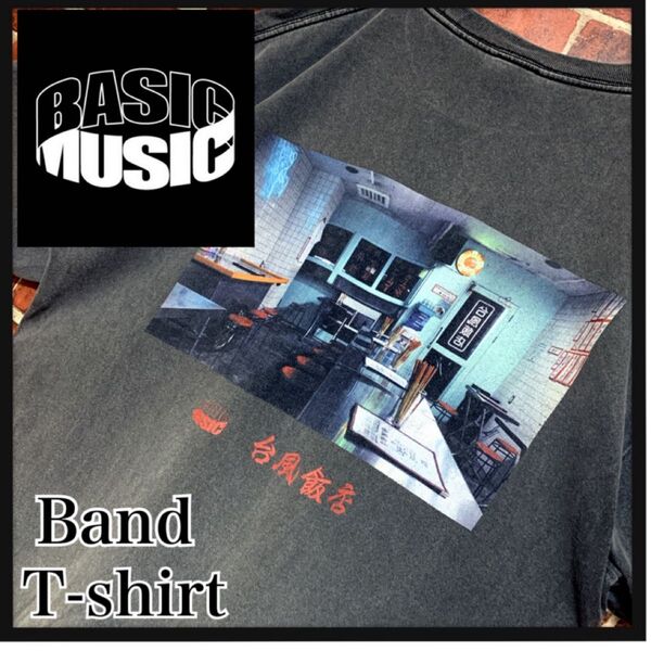 【超激レア】BASIC MUSIC★韻シスト★basi★愛のままに★台風飯店★コラボ★ビッグシルエット★バンドtシャツ★XXL古着