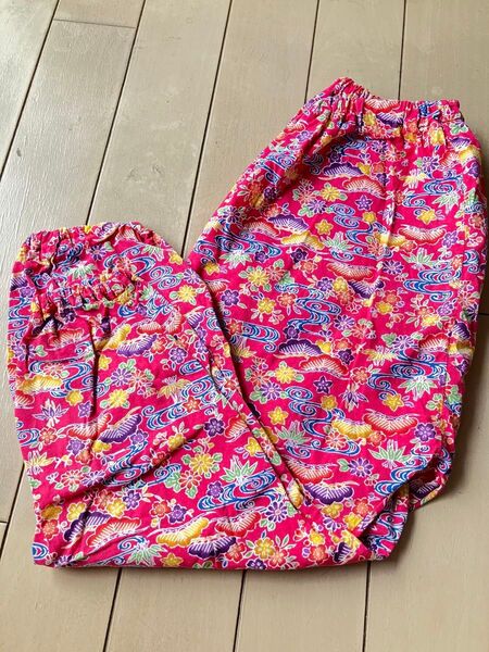 沖縄 紅型 パンツ 90cm ピンク サルエルパンツ 手作り