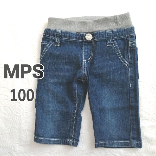 エムピーエス 100cm デニム ハーフパンツ デニムパンツ ウエストゴム ショートパンツ 半ズボン キッズ Right-on