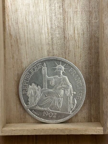 【1 ピアストル大型銀貨】フランス領インドシナ 1902年