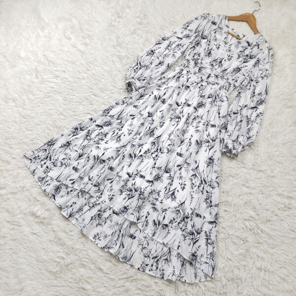 FRAY I.D フレイアイディ ロングワンピース フリーサイズ フィッシュテール フレア 長袖 花柄 フラワー 大人可愛い