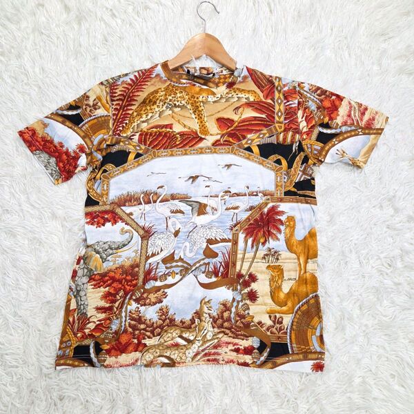 Salvatore Ferragamo フェラガモ 半袖Tシャツ イタリア製 M 38 9号 コットン100% アニマル柄