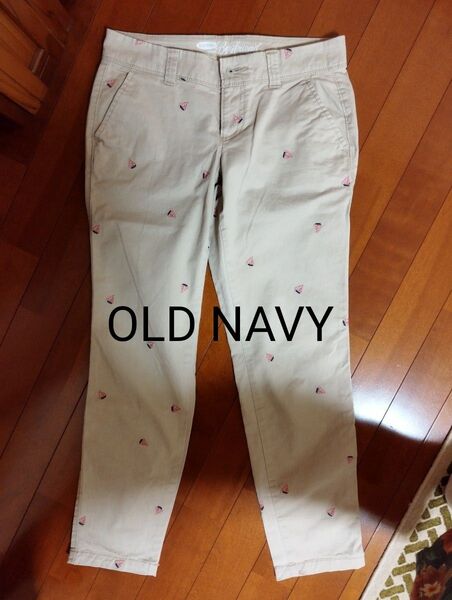 OLD NAVY チノパン クロップドパンツ ヨット刺繍 ベージュ