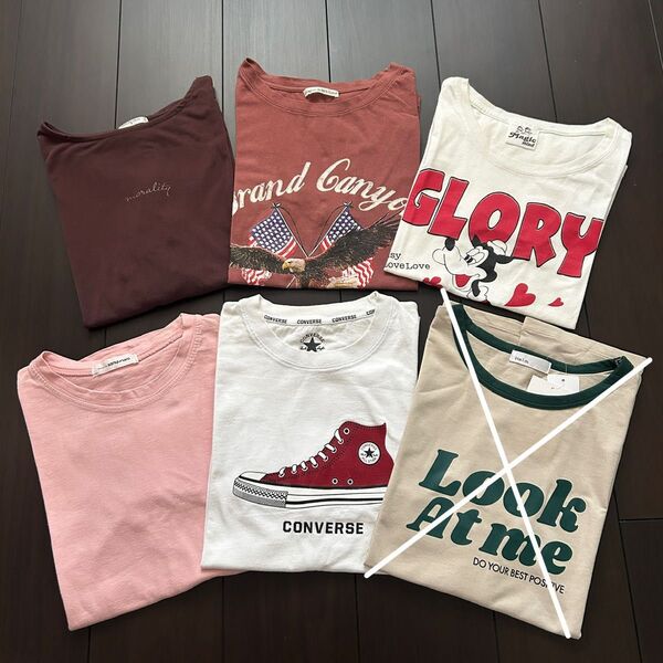 半袖まとめ売り ロゴ フリル 無地 キャラ プリント コンバース 5点セット