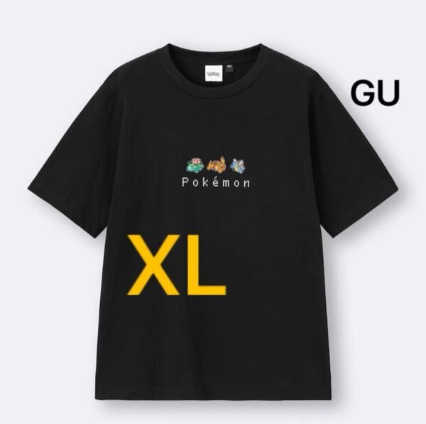 ジーユー グラフィックT Pokemon XL ブラック ポケモン Tシャツ