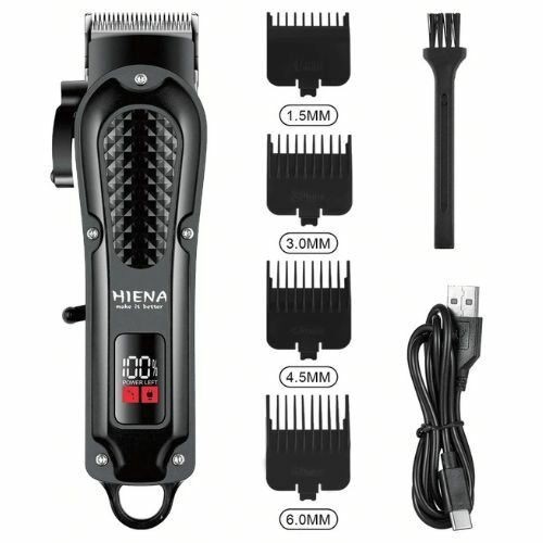 メンズ 電動ヘアクリッパー USB充電式 トリマー プロフェッショナル コードレス バリカン シェーバー ブラック 黒852783