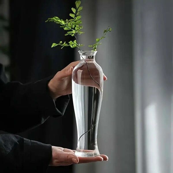 水苔栽培用 透明 花瓶 ダイニングテーブル リビング ガラス花瓶 縦長 シンプル お洒落 インテリア 透明456369