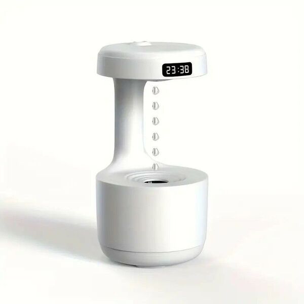 USB 給電 加湿器 時計 ナイトライト付き ムード シンプル お洒落 デジタル時計表示付き ライト ホワイト72581