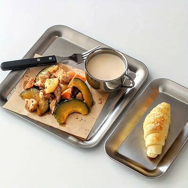 ステンレス 製正方形 トレイ 家庭用プレート 野菜プレート 寿司プレート 切削 シルバー 食器487808