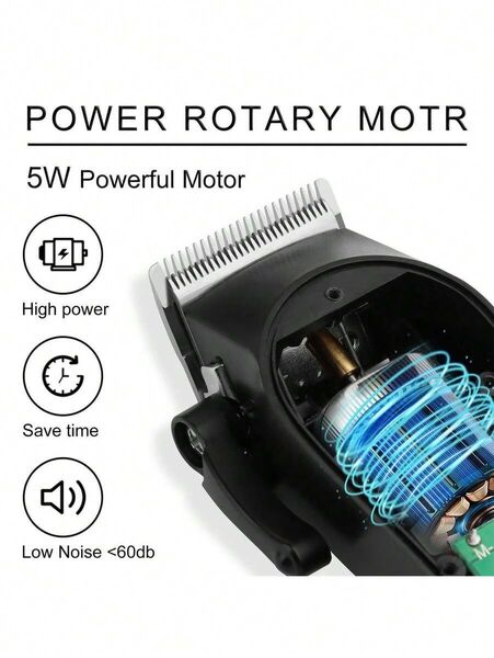メンズ 電動ヘアクリッパー USB充電式 トリマー プロフェッショナル コードレス バリカン シェーバー ブラック 黒261147