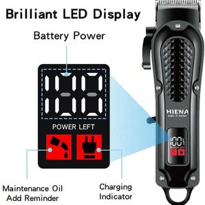 メンズ 電動ヘアクリッパー USB充電式 トリマー プロフェッショナル コードレス バリカン シェーバー ブラック 黒118116
