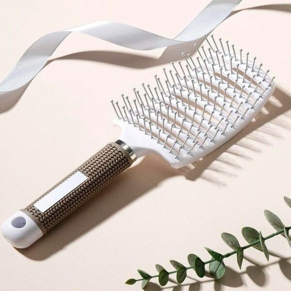 大サイズ ウェーブリブデザイン ベントヘアブラシ 幅広 くし クシ 頭皮マッサージ 美髪 美容コーム381476