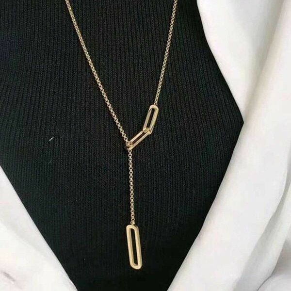 ユニセックス タッセル チェーン ペンダントネックレス アクセサリー ギフト シンプル ゴールド レディース111537