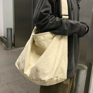 大容量 ウォッシュ ビンテージ キャンバス トートバッグ カジュアル ジップ開閉 ショルダーバッグ ベージュ738417