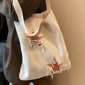 軽量 カジュアル スターパターン かぎ針編みバッグ オフィス 通勤 通学 女性向け レディース トートバッグ99316
