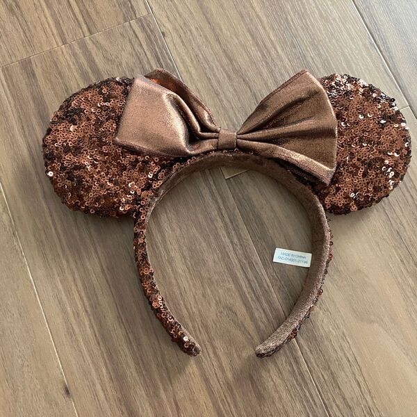ディズニー ミニー スパンコール TDR リボン カチューシャ ブラウン
