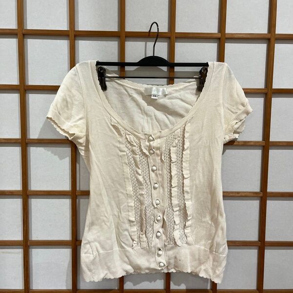 JILL STUART 半袖ニット オフホワイト Fサイズ
