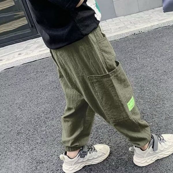 【ラスト1点】カーゴパンツ キッズ ボトムス 子供服 男の子 女の子 カーキ 160cm オリーブ 韓国