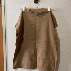 無印良品 スモーキーブラウンノースリーブTシャツ M