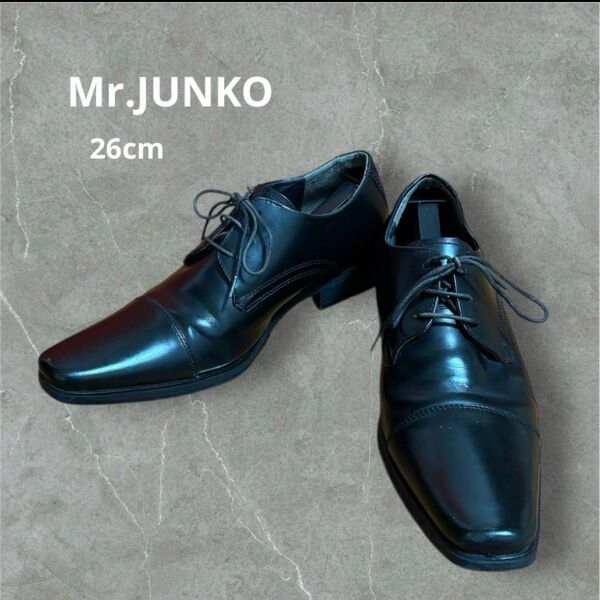 Mr.JUNKO ビジネスシューズ 26.0cm EEE ストレートチップ ストレートチップ レザー 黒 革靴