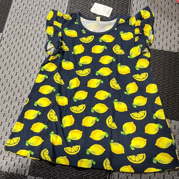 新品タグ付き 半袖Tシャツ Tシャツ トップス チュニック カットソー 130 キッズ 子供服 レモン柄