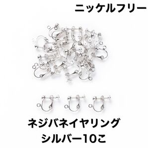 ニッケルフリー ネジバネ イヤリング シルバー 10こ5ペア パーツ